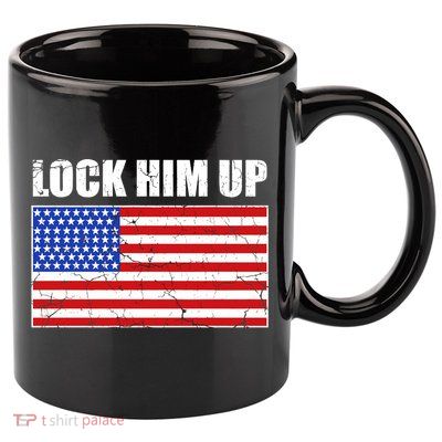 Lock Him Up Resist USA Flag Anti Trump 11oz C Handle Ceramic Mug