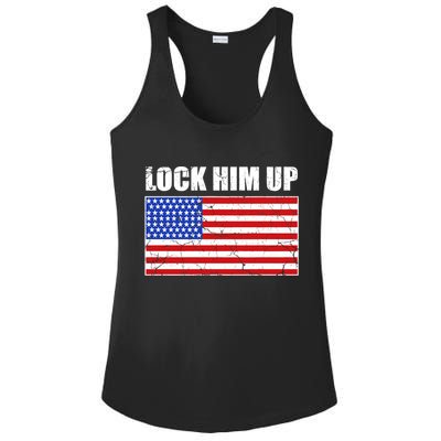 Lock Him Up Resist USA Flag Anti Trump Ladies PosiCharge Competitor Racerback Tank