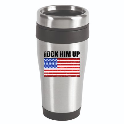 Lock Him Up Resist USA Flag Anti Trump 16oz Travel Tumbler