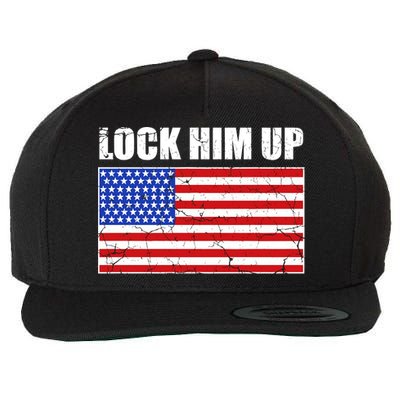 Lock Him Up Resist USA Flag Anti Trump Wool Snapback Cap