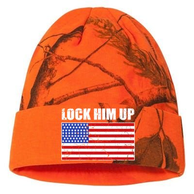 Lock Him Up Resist USA Flag Anti Trump Kati Licensed 12" Camo Beanie