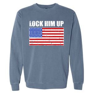 Lock Him Up Resist USA Flag Anti Trump Garment-Dyed Sweatshirt