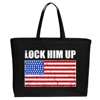 Lock Him Up Resist USA Flag Anti Trump Cotton Canvas Jumbo Tote