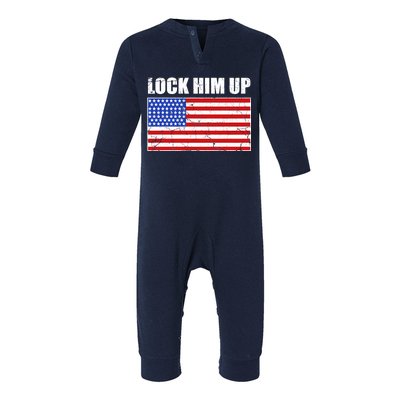 Lock Him Up Resist USA Flag Anti Trump Infant Fleece One Piece