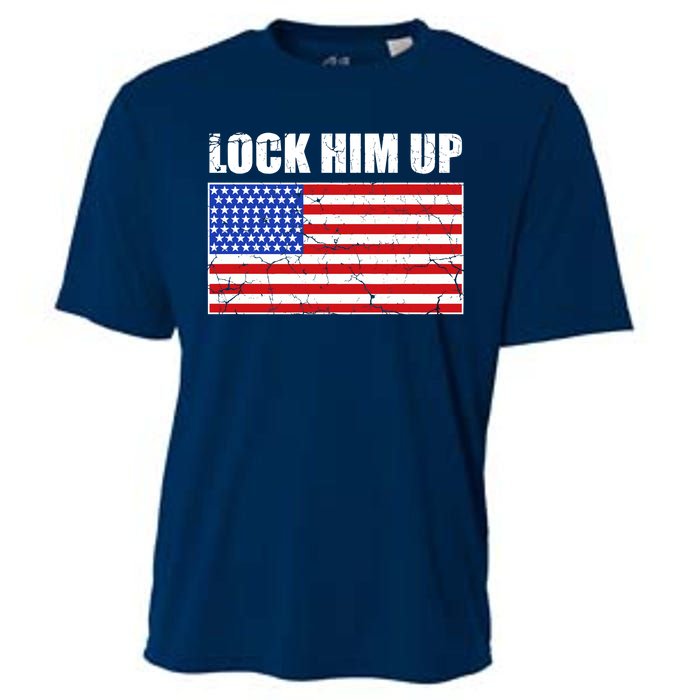 Lock Him Up Resist USA Flag Anti Trump Cooling Performance Crew T-Shirt