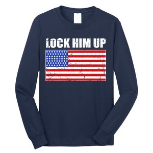 Lock Him Up Resist USA Flag Anti Trump Long Sleeve Shirt