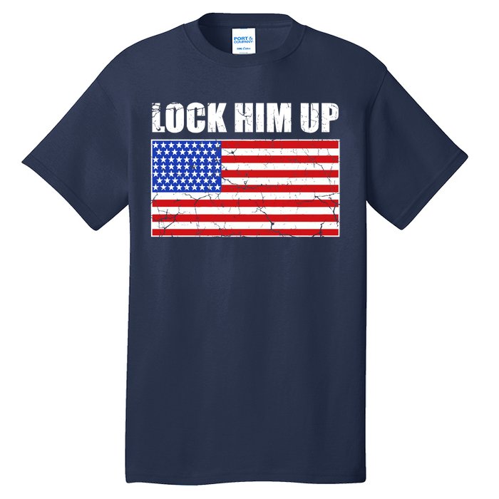 Lock Him Up Resist USA Flag Anti Trump Tall T-Shirt