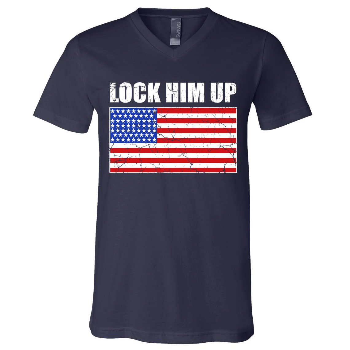 Lock Him Up Resist USA Flag Anti Trump V-Neck T-Shirt
