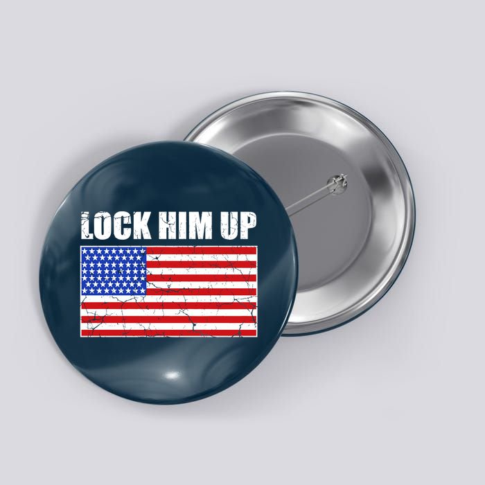 Lock Him Up Resist USA Flag Anti Trump Button