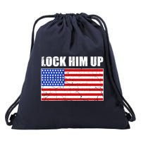 Lock Him Up Resist USA Flag Anti Trump Drawstring Bag