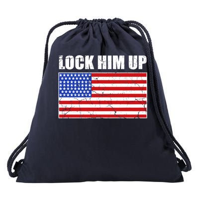 Lock Him Up Resist USA Flag Anti Trump Drawstring Bag