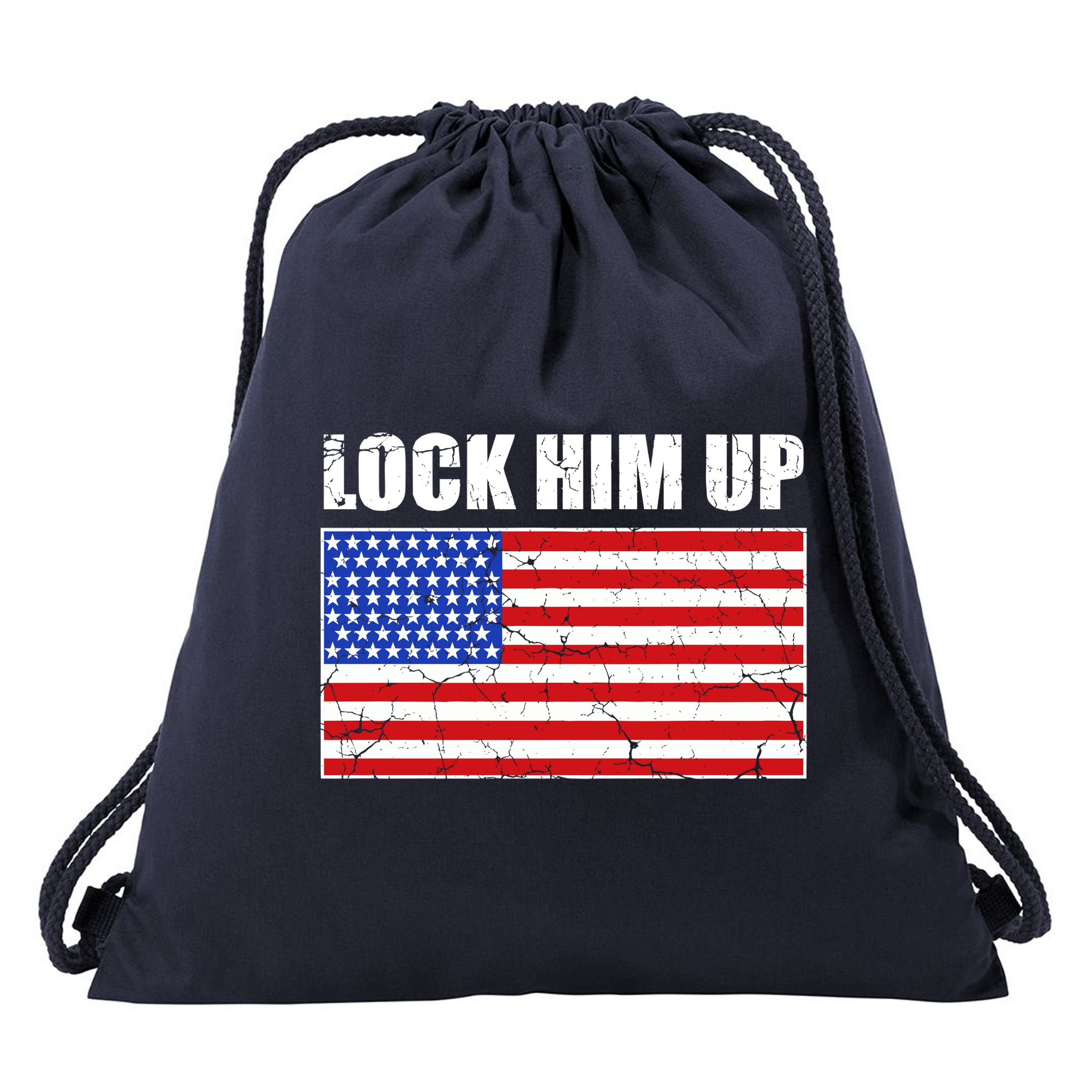 Lock Him Up Resist USA Flag Anti Trump Drawstring Bag