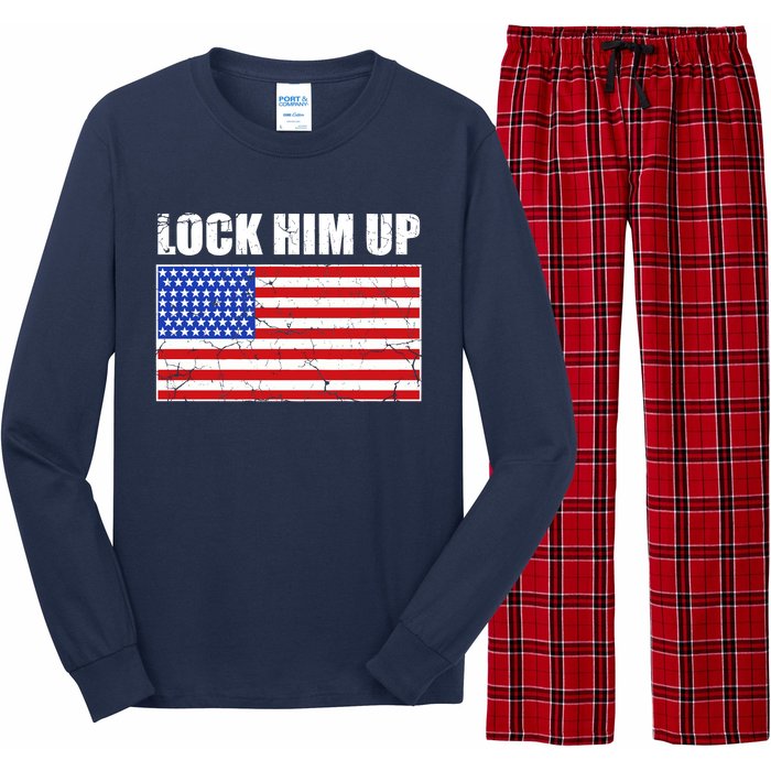 Lock Him Up Resist USA Flag Anti Trump Long Sleeve Pajama Set