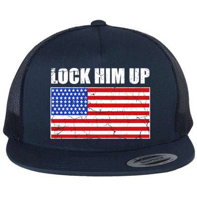 Lock Him Up Resist USA Flag Anti Trump Flatbill Hat