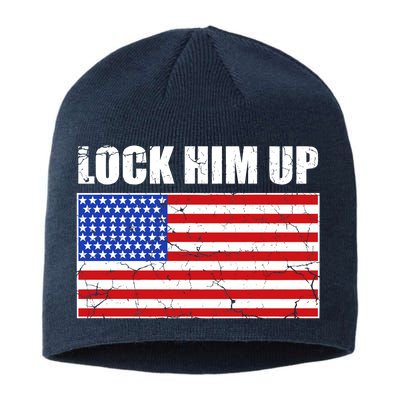 Lock Him Up Resist USA Flag Anti Trump Sustainable Beanie