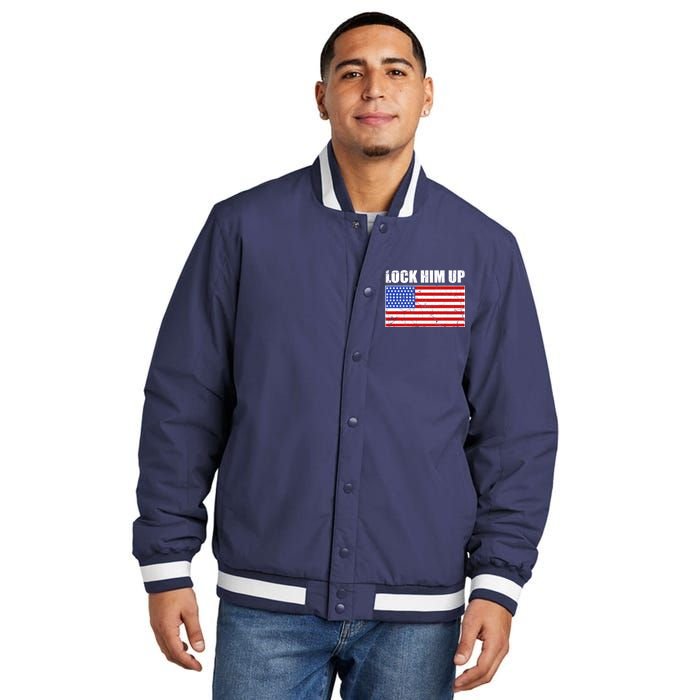 Lock Him Up Resist USA Flag Anti Trump Insulated Varsity Jacket