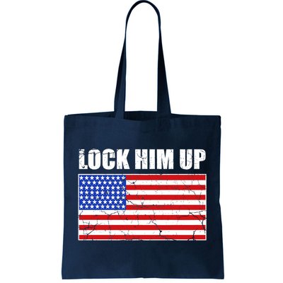 Lock Him Up Resist USA Flag Anti Trump Tote Bag