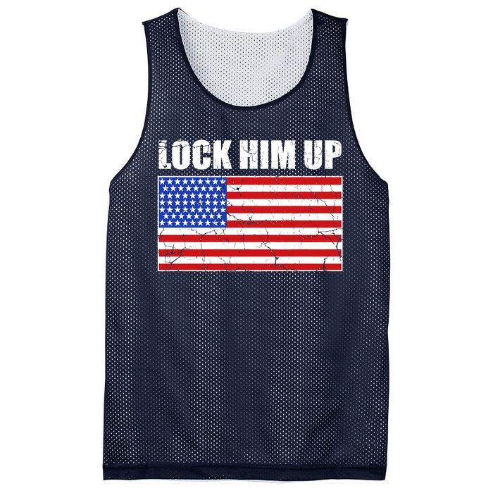 Lock Him Up Resist USA Flag Anti Trump Mesh Reversible Basketball Jersey Tank