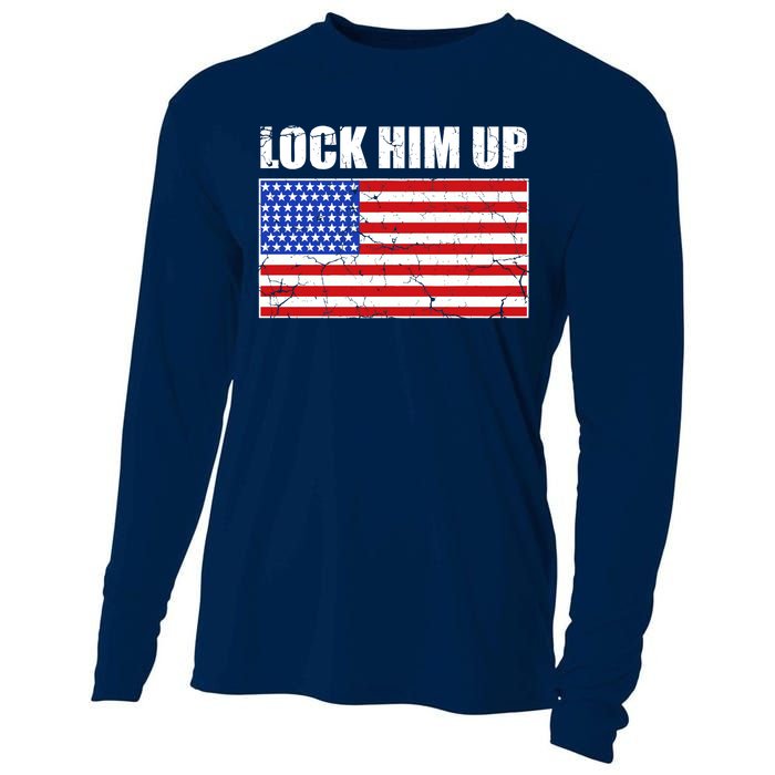 Lock Him Up Resist USA Flag Anti Trump Cooling Performance Long Sleeve Crew