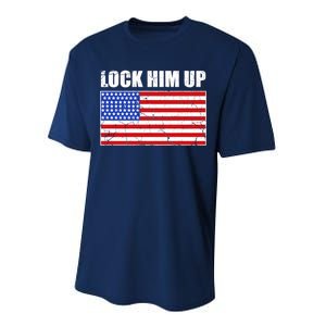 Lock Him Up Resist USA Flag Anti Trump Performance Sprint T-Shirt