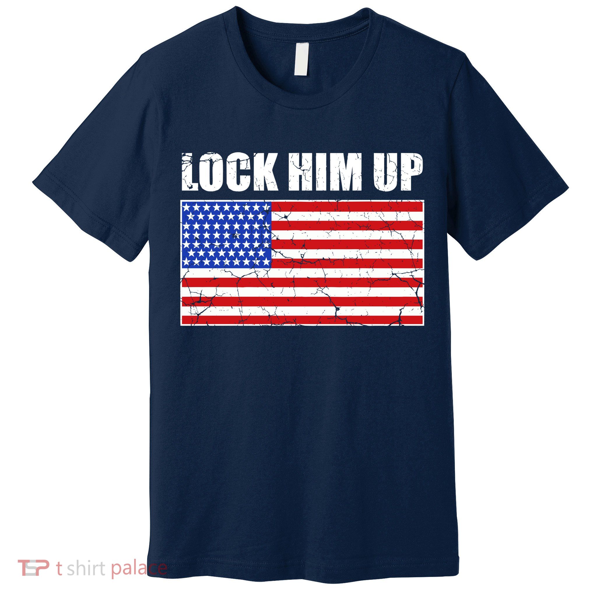 Lock Him Up Resist USA Flag Anti Trump Premium T-Shirt