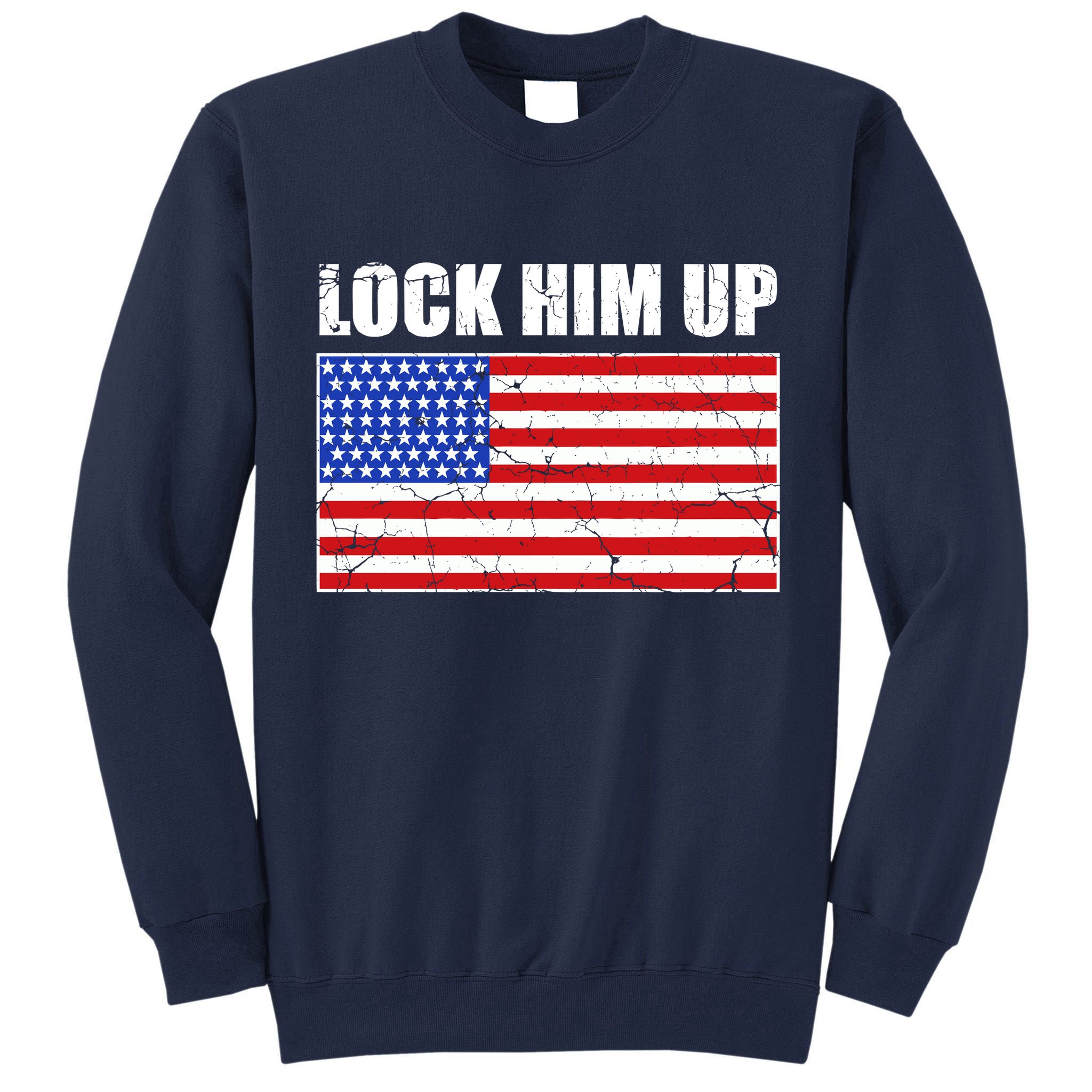 Lock Him Up Resist USA Flag Anti Trump Tall Sweatshirt