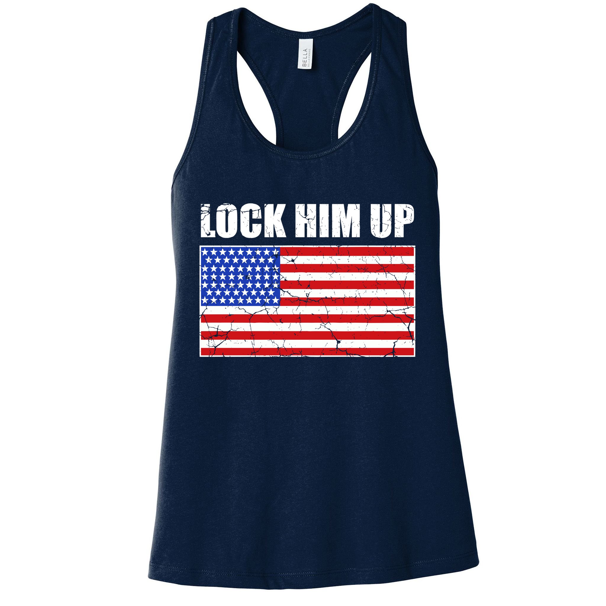 Lock Him Up Resist USA Flag Anti Trump Womens Tank Top