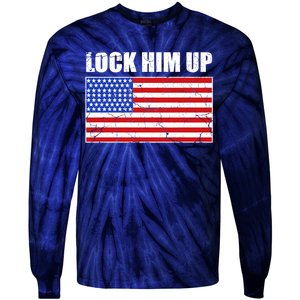 Lock Him Up Resist USA Flag Anti Trump Tie-Dye Long Sleeve Shirt