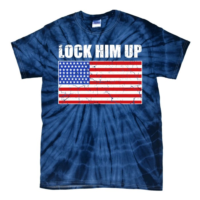 Lock Him Up Resist USA Flag Anti Trump Tie-Dye T-Shirt