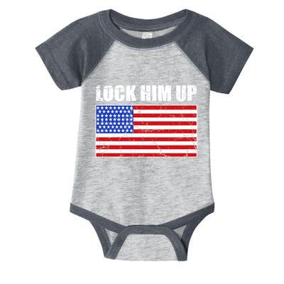 Lock Him Up Resist USA Flag Anti Trump Infant Baby Jersey Bodysuit