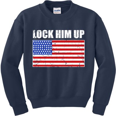 Lock Him Up Resist USA Flag Anti Trump Kids Sweatshirt