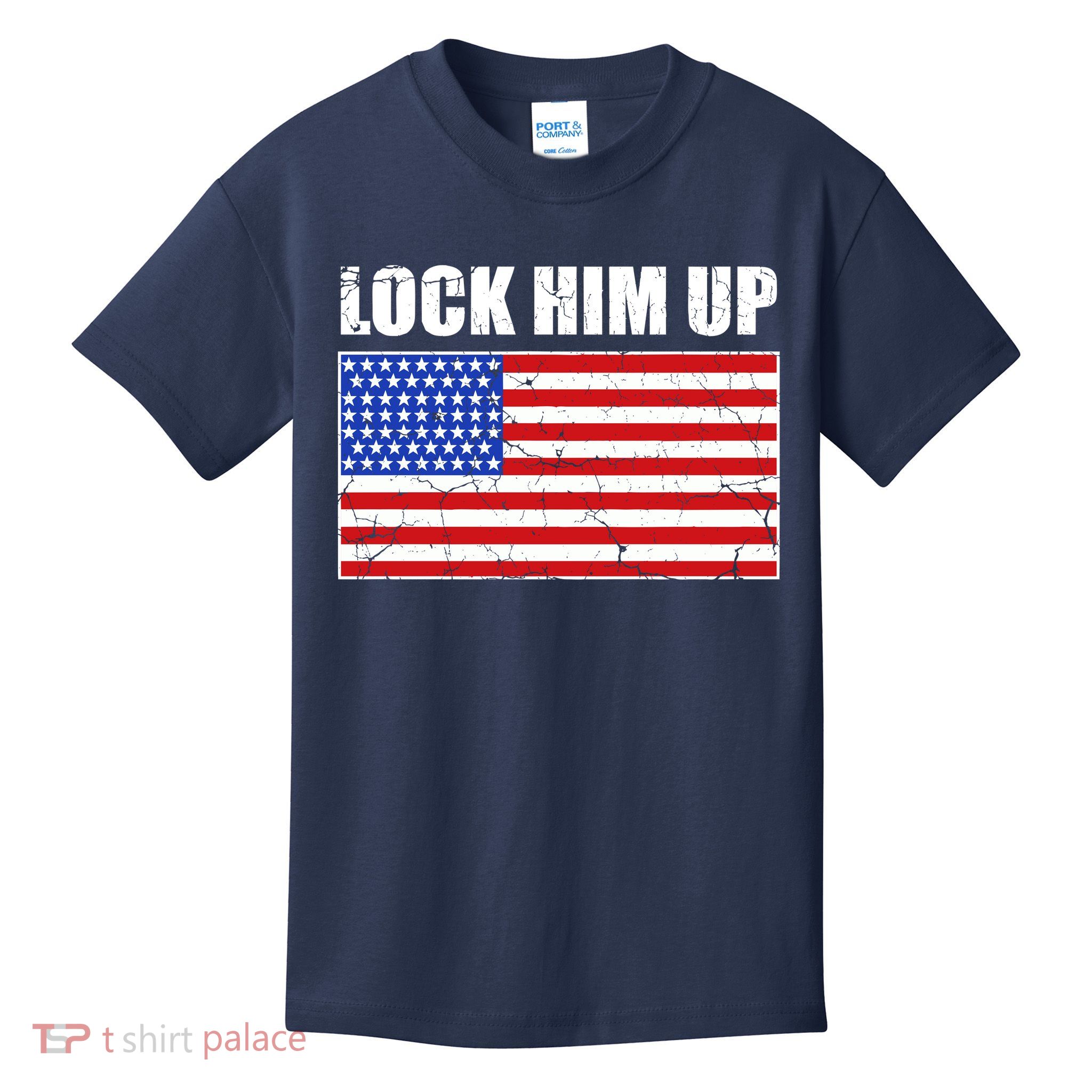 Lock Him Up Resist USA Flag Anti Trump Kids T-Shirt