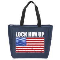 Lock Him Up Resist USA Flag Anti Trump Zip Tote Bag