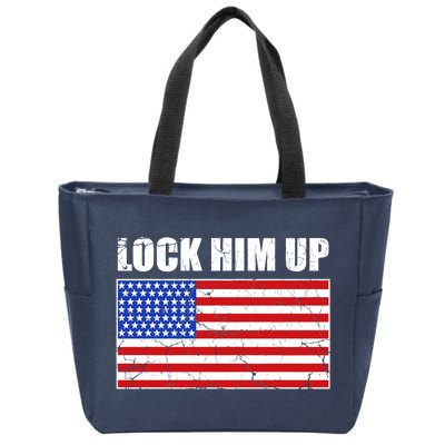 Lock Him Up Resist USA Flag Anti Trump Zip Tote Bag