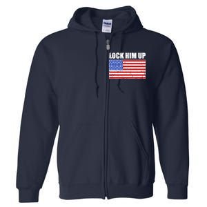 Lock Him Up Resist USA Flag Anti Trump Full Zip Hoodie