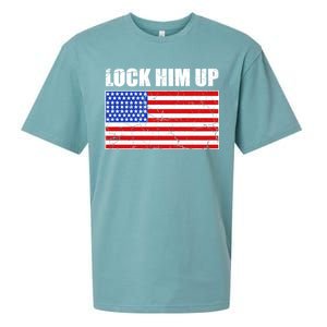 Lock Him Up Resist USA Flag Anti Trump Sueded Cloud Jersey T-Shirt