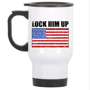 Lock Him Up Resist USA Flag Anti Trump Stainless Steel Travel Mug