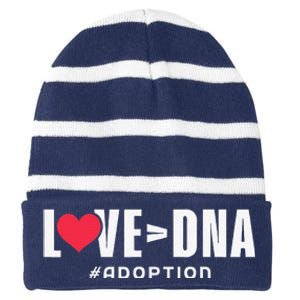 Love Over DNA Adoption Day Striped Beanie with Solid Band