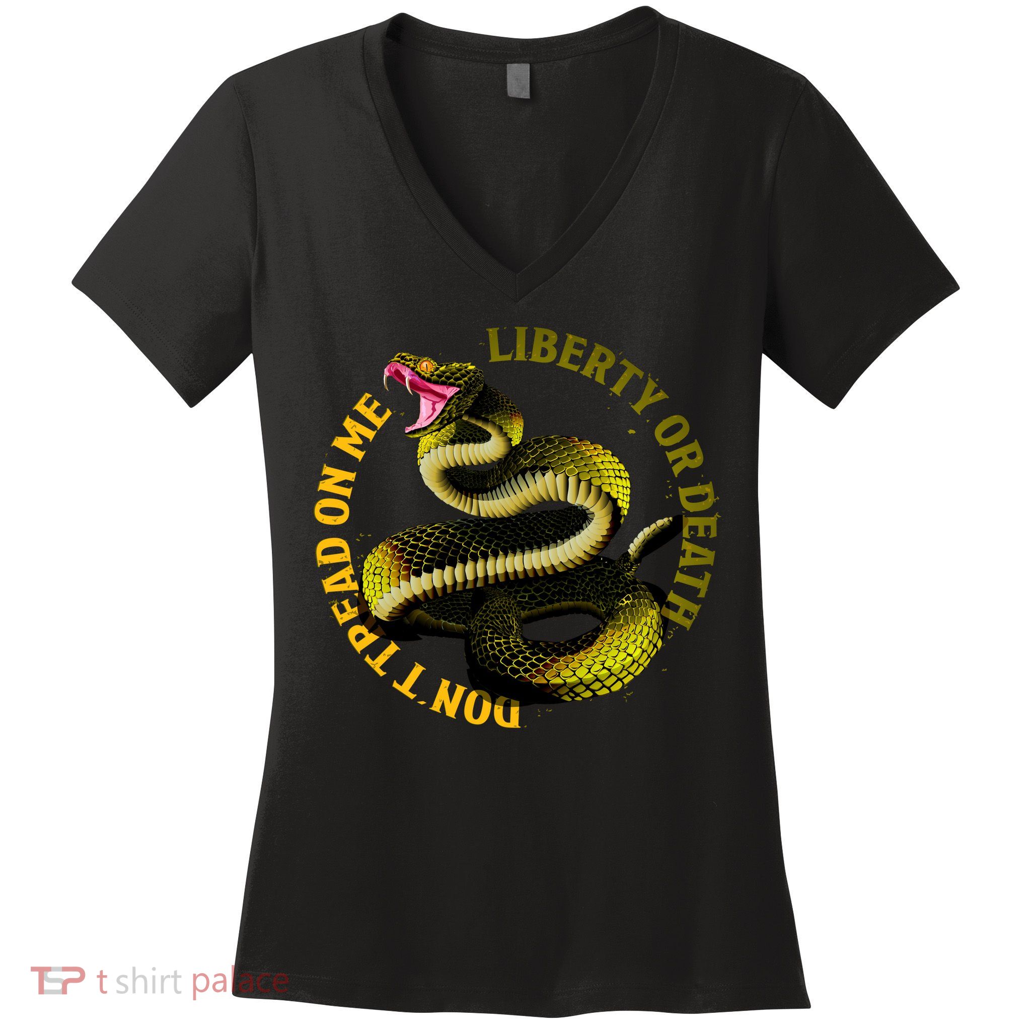 Liberty Or Death Dont Tread On Me Snake Women's V-Neck T-Shirt