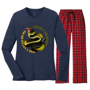 Liberty Or Death Dont Tread On Me Snake Women's Long Sleeve Flannel Pajama Set 