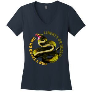 Liberty Or Death Dont Tread On Me Snake Women's V-Neck T-Shirt