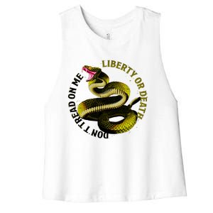 Liberty Or Death Dont Tread On Me Snake Women's Racerback Cropped Tank