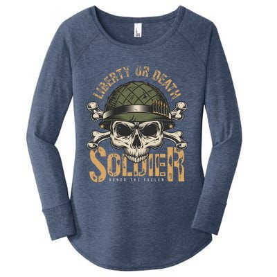 Liberty Or Death Soldier Honor The Fallen Veterans Pride Gift Women's Perfect Tri Tunic Long Sleeve Shirt