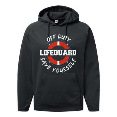 Lifeguard Off Duty Lifeguar... Employee Sayings Performance Fleece Hoodie