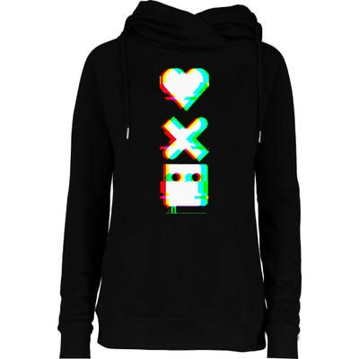 Love Of Death And Robots Glitch Womens Funnel Neck Pullover Hood