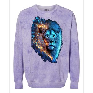 Lion On Fire Cool Graphic Colorblast Crewneck Sweatshirt