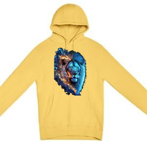 Lion On Fire Cool Graphic Premium Pullover Hoodie