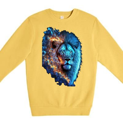 Lion On Fire Cool Graphic Premium Crewneck Sweatshirt