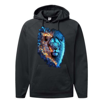 Lion On Fire Cool Graphic Performance Fleece Hoodie