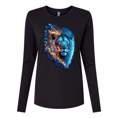 Lion On Fire Cool Graphic Womens Cotton Relaxed Long Sleeve T-Shirt